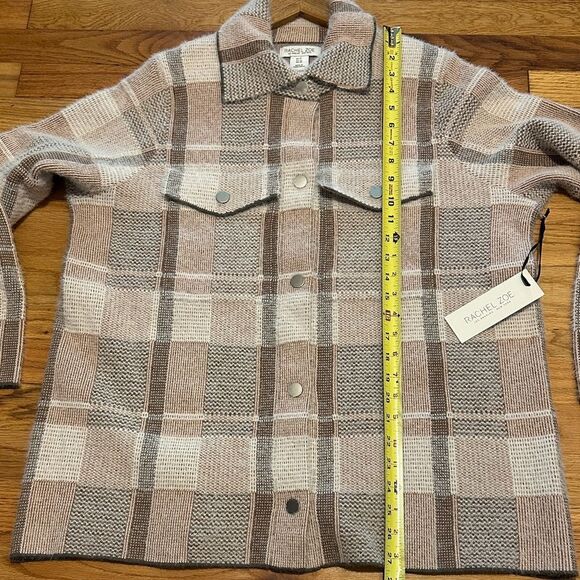 Rachel Zoe Tan and Cream Plaid Utility Jacket 1X NEW with Tag - Picture 9 of 12